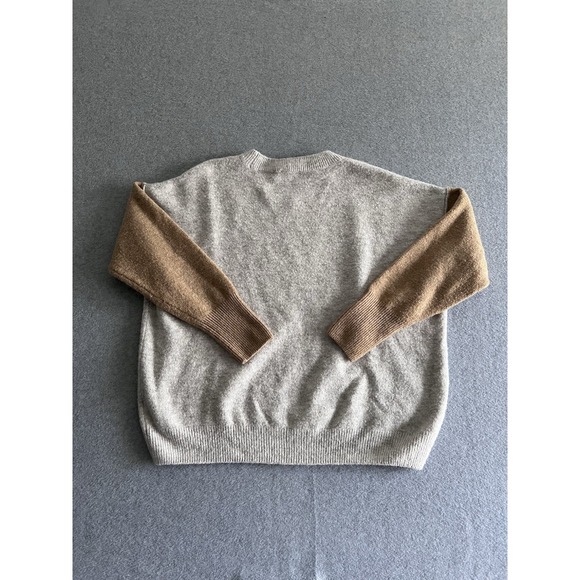 Vince Camuto Colorblock Raglan Sleeve Sweater Size M Cream With Brown Sleeves - Picture 6 of 11